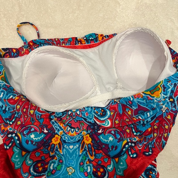 Ralph Lauren Swimsuit one Piece Scarf Print Bandeau - Picture 6 of 6